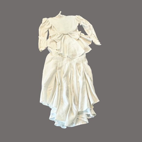 VTG 80s Jessica McClintock Edwardian Ivory Linen Skirt Set - Picture 8 of 16